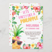 Farbiges Party wie eine Ananas zum Geburtstag Einladung (Vorne/Hinten)