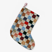 Farbiges Patchwork-Muster Kleiner Weihnachtsstrumpf (Vorderansicht (hängend))