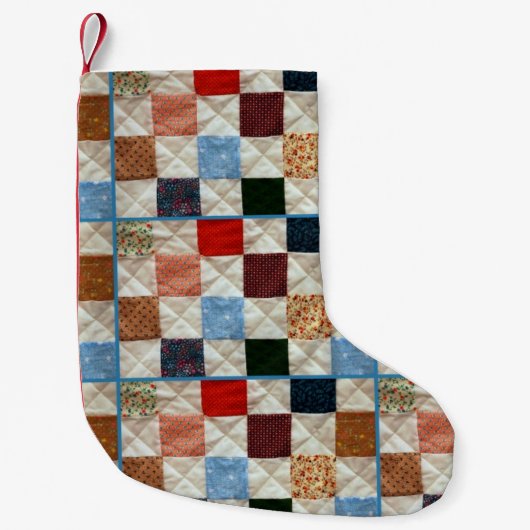 Farbiges Patchwork-Muster Kleiner Weihnachtsstrumpf (Vorderseite)