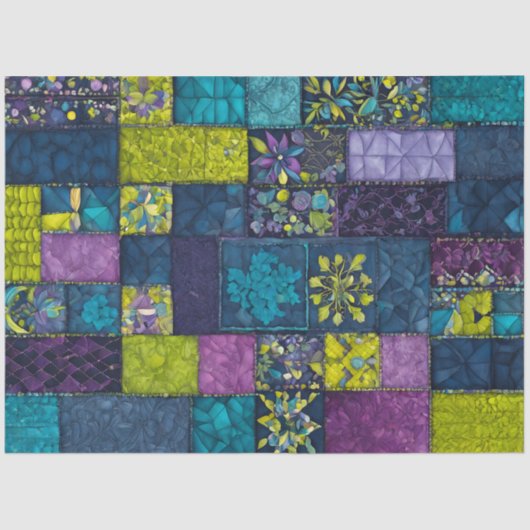 Farbiges Patchwork Quilt Art Tissue Paper Seidenpapier (Vorderseite)