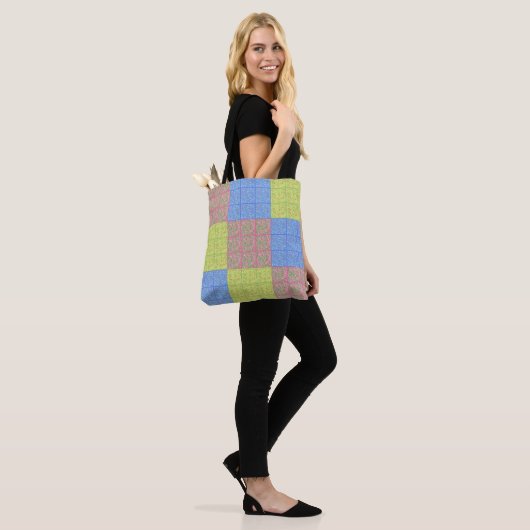 Farbiges Patchwork-Quiltmuster Tasche (Am Model)