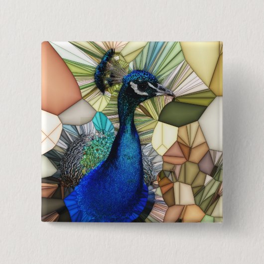 Farbiges Pfauenmosaik-Abzeichen Button (Vorderseite)
