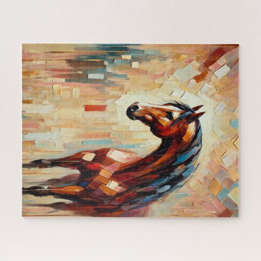 Farbiges Pferd 500 Stück Puzzle (Horizontal)