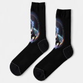 Farbiges Pferd auf schwarzem Hintergrund Socken (Linkes Detail)