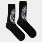Farbiges Pferd auf schwarzem Hintergrund Socken (Rechts)