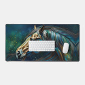Farbiges Pferd in Aquamarin blaugrün braun Schreibtischunterlage (Tastatur & Maus)