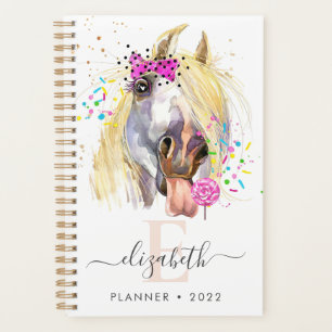 Farbiges Pferd mit Lollipop Spiral Foto Planner Planer
