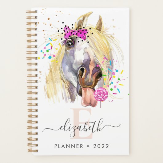 Farbiges Pferd mit Lollipop Spiral Foto Planner Planer (Vorderseite)