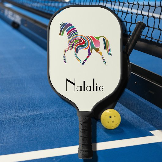 Farbiges Pferd: Name hinzufügen Pickleball Schläger