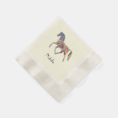 Farbiges Pferd: Name hinzufügen Serviette (Ecke)