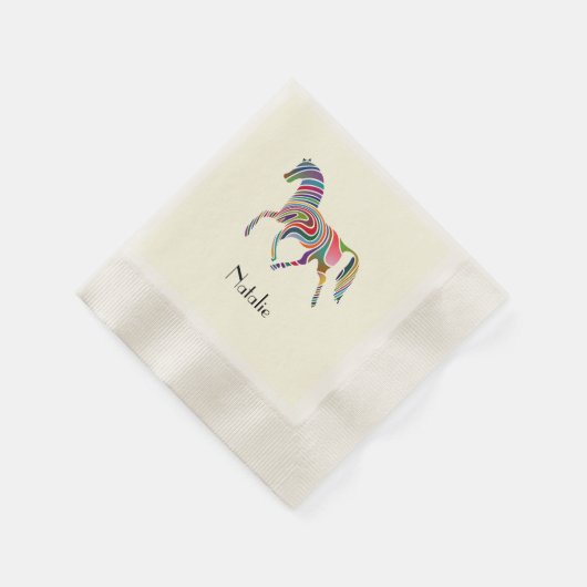 Farbiges Pferd: Name hinzufügen Serviette (Ecke)
