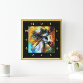 Farbiges Pferd Quadratische Wanduhr (Zuhause)