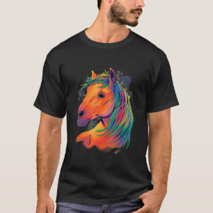 Farbiges Pferd Reiter Pferd Motiv Damen Reithose T-Shirt