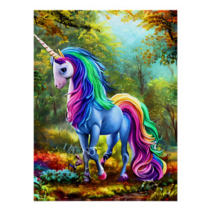 Farbiges Pferd Unicorn-46567 Poster