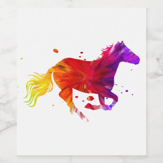 Farbiges Pferd Weinetikett (Einzelnes Label)