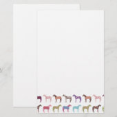 Farbiges Pferdemuster Briefpapier (Vorne/Hinten)