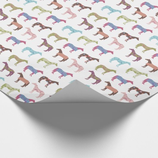 Farbiges Pferdemuster Geschenkpapier (Ecke)