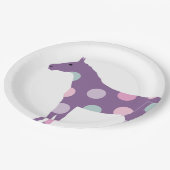 Farbiges Pferdemuster Pappteller (Schrägansicht)