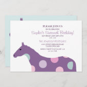 Farbiges Pferdemuster sechzehnte Geburtstag Einladung (Vorne/Hinten)