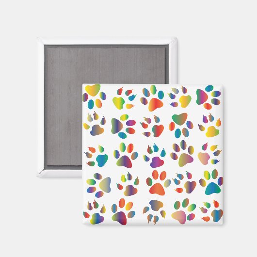 farbiges Pfotenmuster Magnet (Vorderseite/Rückseite)