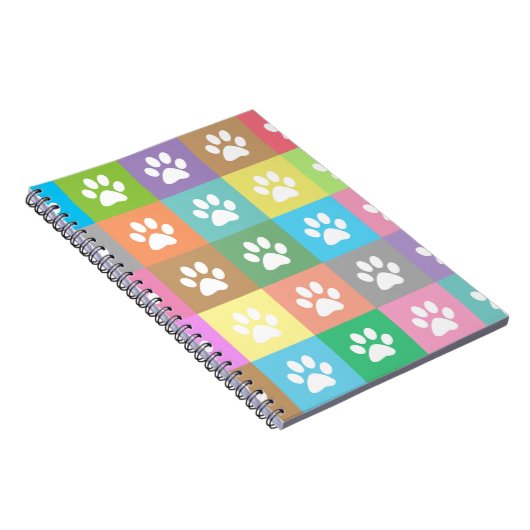Farbiges Pfotenmuster Notizblock (Rechte Seite)