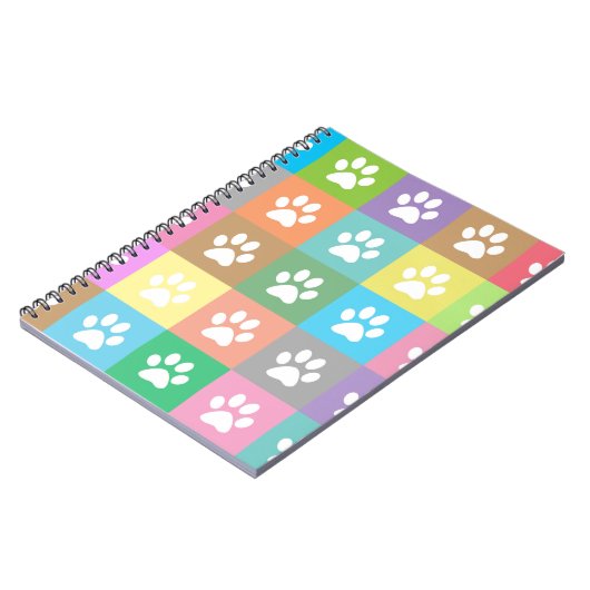 Farbiges Pfotenmuster Notizblock (Linke Seite)