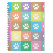 Farbiges Pfotenmuster Notizblock (Vorderseite)