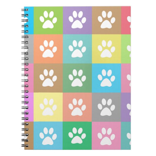 Farbiges Pfotenmuster Notizblock (Vorderseite)