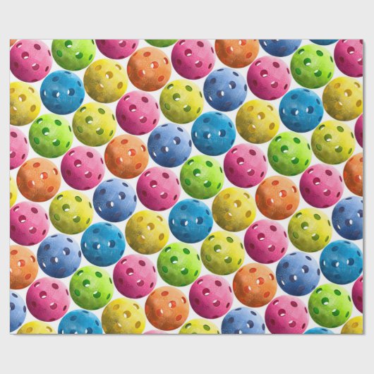 Farbiges Pickleball-Muster Geschenkpapier (Flach)