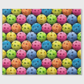 Farbiges Pickleball-Muster im schwarzen Hintergrun Geschenkpapier (Flach)