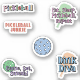 Farbiges Pickleball Player Sticker Pack
