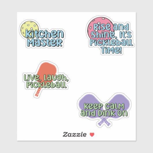 Farbiges Pickleball Player Sticker Pack (Blatt)