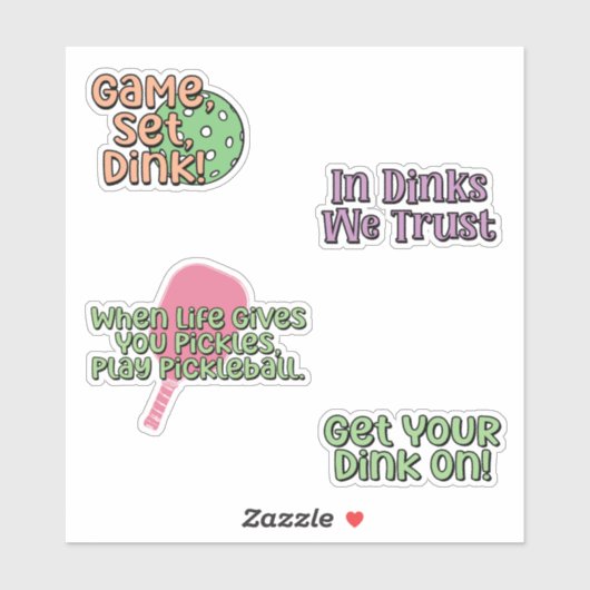 Farbiges Pickleball Player Sticker Pack (Blatt)