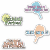 Farbiges Pickleball Player Sticker Pack (Vorderseite)