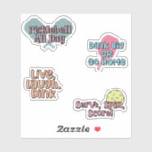 Farbiges Pickleball Player Sticker Pack (Blatt)