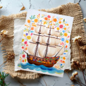 Farbiges Piratenschiff Postkarte