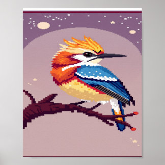 Farbiges Pixel Art Bird Poster