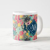 Farbiges Polka Dot Cactus Muster Jumbo-Tasse (Vorderseite Rechts)