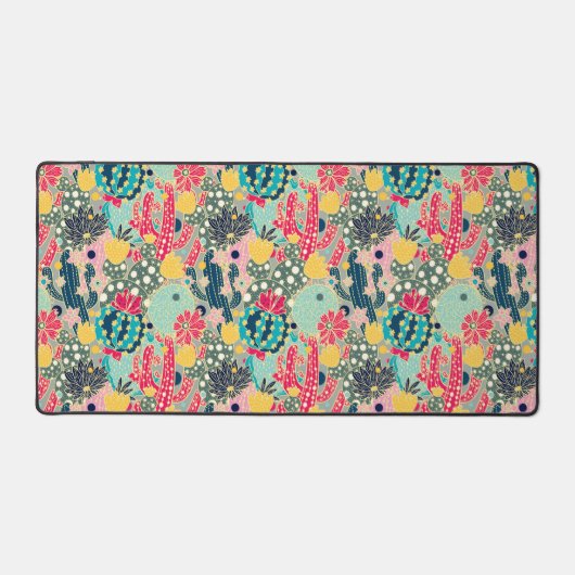 Farbiges Polka Dot Cactus Pattern Schreibtischunterlage (Vorderseite)