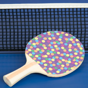 Farbiges Polka-Dots-Muster auf Lila Tischtennis Schläger