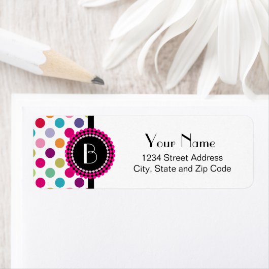 Farbiges Polka Dots Muster mit Monogramm (Insitu)