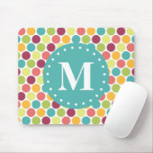 Farbiges Polka Dots Muster mit Monogramm Mousepad (Mit Mouse)