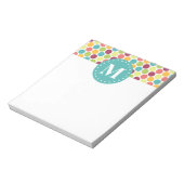 Farbiges Polka Dots Muster mit Monogramm Notizblock (Rotiert)