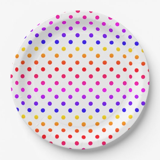 Farbiges Polka Dots Muster Pappteller (Vorderseite)