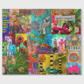 Farbiges Pop Art Mixed Media Wrapping Paper Geschenkpapier (Flach)