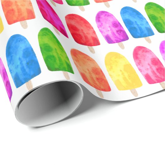 Farbiges Popsicle Ice Lololly Muster Geschenkpapier (Rolleneckpunkt)