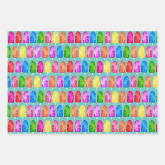 Farbiges Popsicle Ice Lololly Muster Geschenkpapier Set (Vorderseite 2)