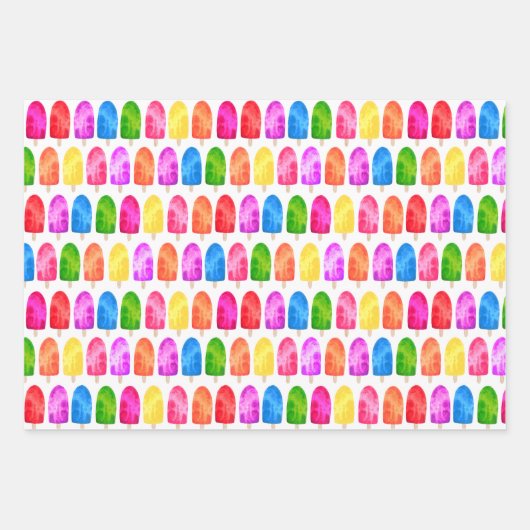 Farbiges Popsicle Ice Lololly Muster Geschenkpapier Set (Vorderseite)