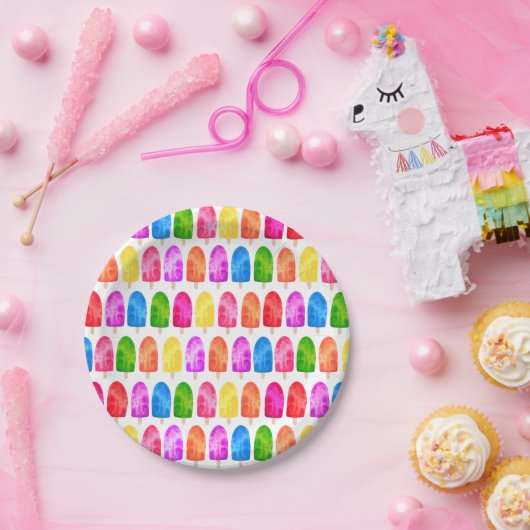 Farbiges Popsicle Ice Lololly Muster Pappteller (Party)