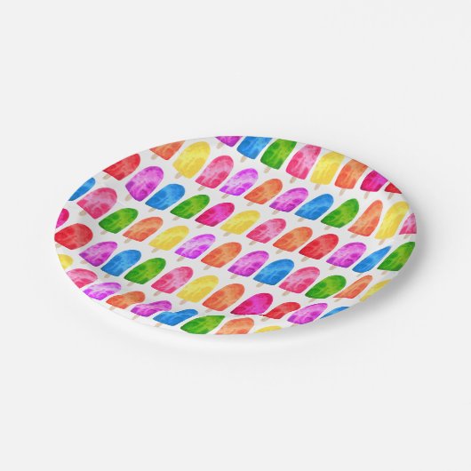 Farbiges Popsicle Ice Lololly Muster Pappteller (Schrägansicht)